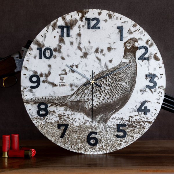 Pheasant wall clock – large wooden clock with pheasant design
