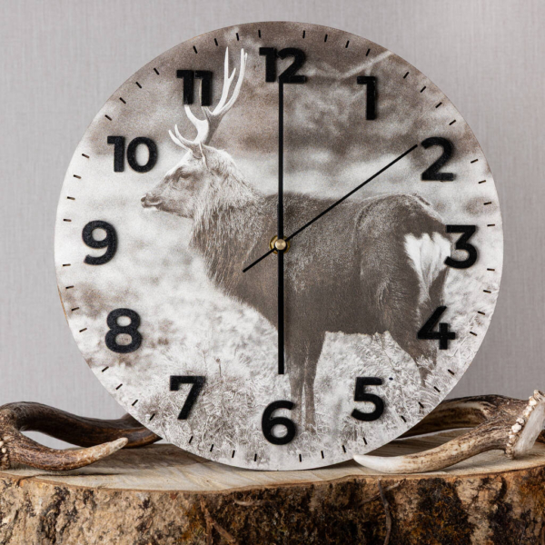 Sika stag deer wall clock handmade in Ireland