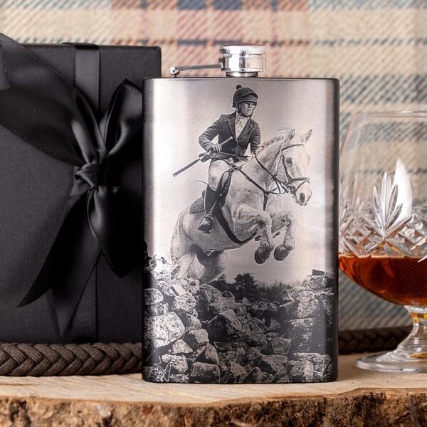 personalized stainless hip flask engraved front and back